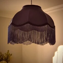 Carmona Fringed Satin Lamp Shade -Dunelm 30923737 alt01