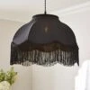 Carmona Fringed Satin Lamp Shade -Dunelm 30923738
