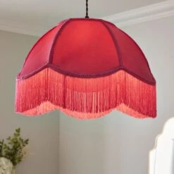 Carmona Fringed Velvet Lamp Shade -Dunelm 30923739
