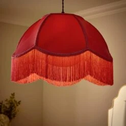 Carmona Fringed Velvet Lamp Shade -Dunelm 30923739 alt01