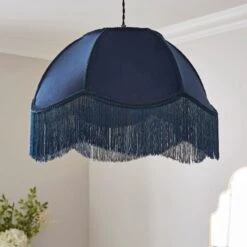 Carmona Fringed Velvet Lamp Shade -Dunelm 30923742