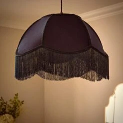 Carmona Fringed Velvet Lamp Shade -Dunelm 30923742 alt01