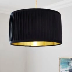 Sawyer Pleated Velvet Drum Lamp Shade 26 Sawyer Pleated Velvet Drum Lamp Shade -Dunelm 30923800