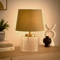 Charelle Ribbed Glass Table Lamp 21 Charelle Ribbed Glass Table Lamp -Dunelm 30923802 alt01