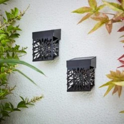 Set Of 2 Solar Metal Fence Lights 6 Set Of 2 Solar Metal Fence Lights -Dunelm 30925228 alt01