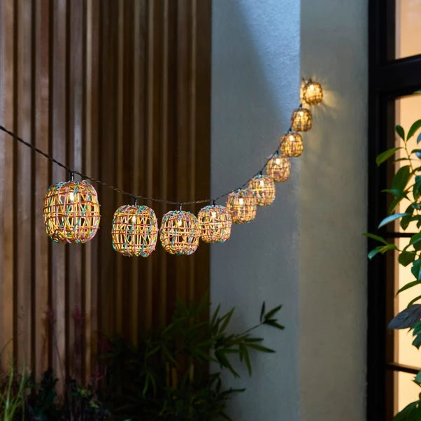 Rattan Woven 10 LED Indoor Outdoor Solar String Lights 4 Rattan Woven 10 LED Indoor Outdoor Solar String Lights - Image 2