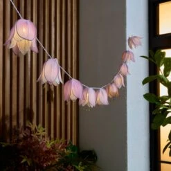 Fabric Flowers 10 LED Indoor Outdoor Solar String Lights -Dunelm 30925559 alt01