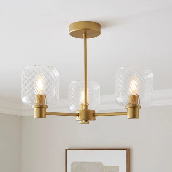 Erika Ribbed 3 Light Semi Flush Ceiling Light 16 Erika Ribbed 3 Light Semi Flush Ceiling Light - Image 14