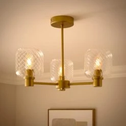 Erika Ribbed 3 Light Semi Flush Ceiling Light 35 Erika Ribbed 3 Light Semi Flush Ceiling Light -Dunelm 30945021 alt01