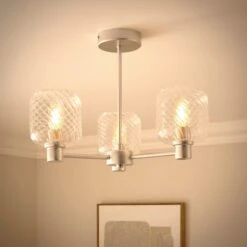 Erika Ribbed 3 Light Semi Flush Ceiling Light 29 Erika Ribbed 3 Light Semi Flush Ceiling Light -Dunelm 30945023 alt01
