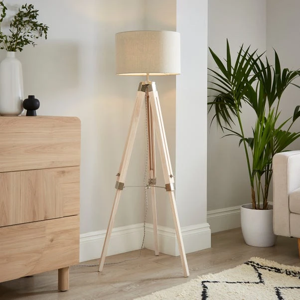Return - Trio Tripod Floor Lamp, Light Wood 3 Return - Trio Tripod Floor Lamp, Light Wood