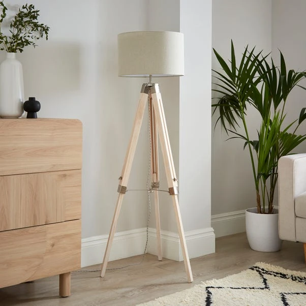 Return - Trio Tripod Floor Lamp, Light Wood 4 Return - Trio Tripod Floor Lamp, Light Wood - Image 2